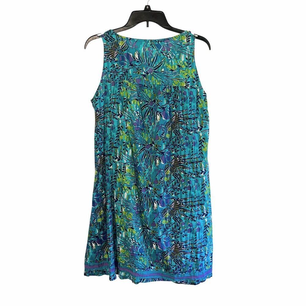 Biba Short Dress Kaftan Beach Cover Up V-Neck %100 Cotton Floral Print Size US M - Picture 2 of 9